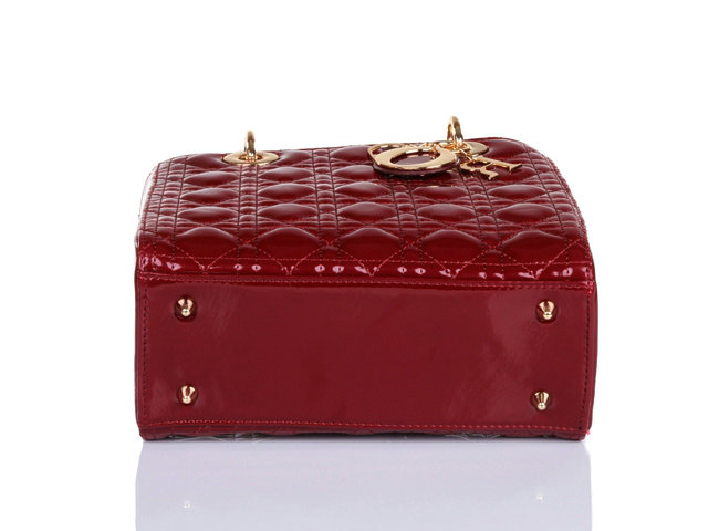 lady dior patent leather bag 6322 wineredwith gold hardware